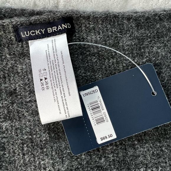 New Unisex Lucky Brand Unsized Scarf/Wrap Solid Brushed Dark Heather Gray - Picture 5 of 6